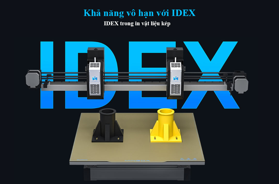 Máy in 3D FDM MINGDA MD-400D trang bị hệ thống đùn kép độc lập (IDEX)